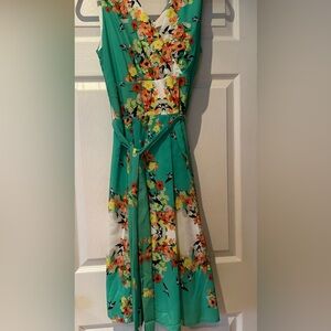 Rabbit sleeveless casual floral print dress